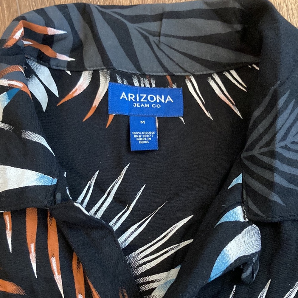 Arizona Company Men's Black Tropical Print Shirt - Picture 2 of 2